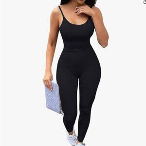 Women's Sleeveless Spaghetti Strap Bodycon Tank One Piece Jumpsuit